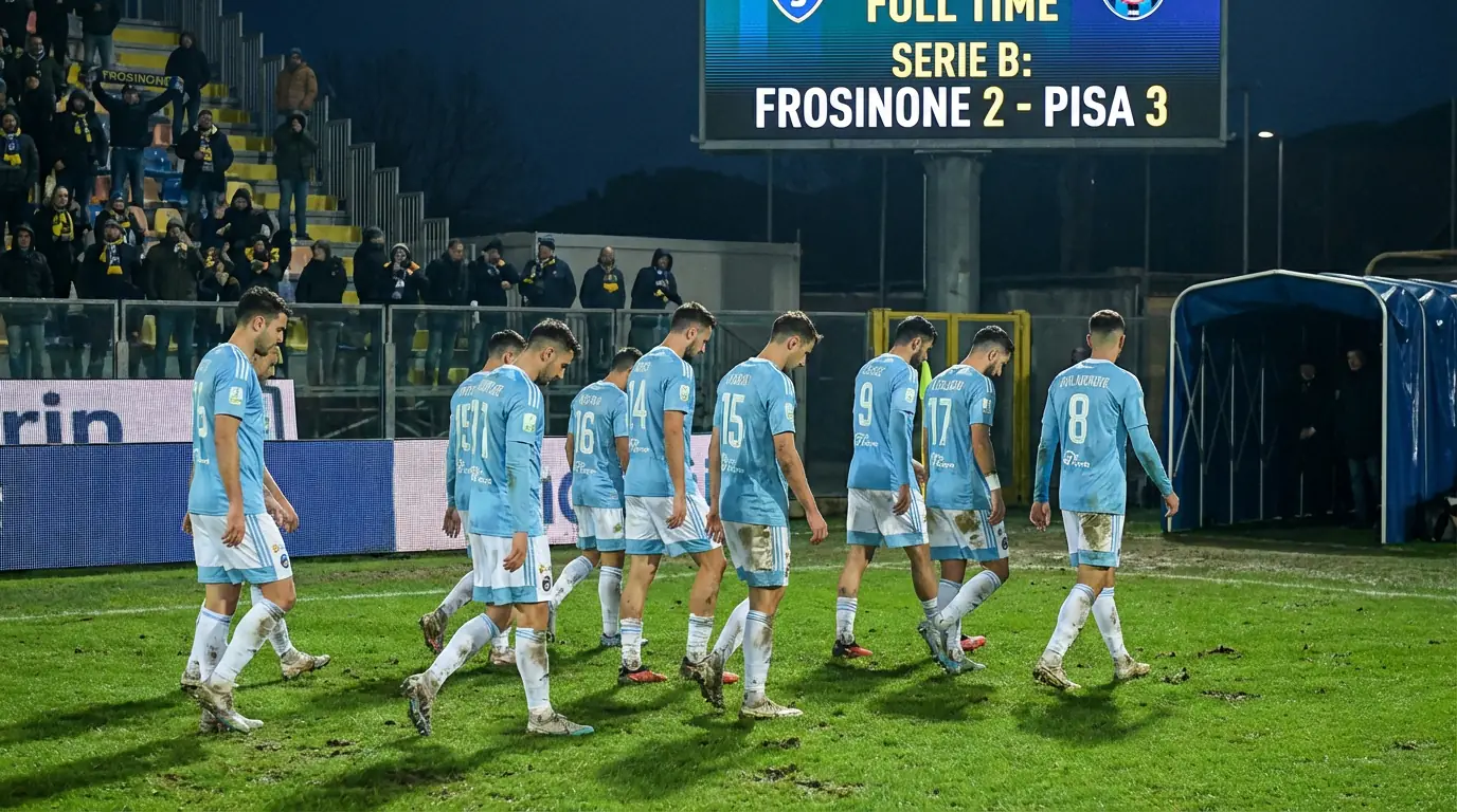 Calciatori di Serie B che escono dal campo a fine partita con un risultato a sorpresa sul tabellone