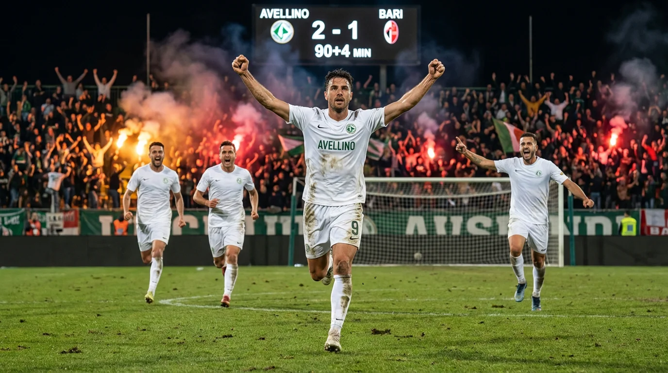 Calciatori in campo durante una partita decisiva dei playoff di Serie B sotto i riflettori