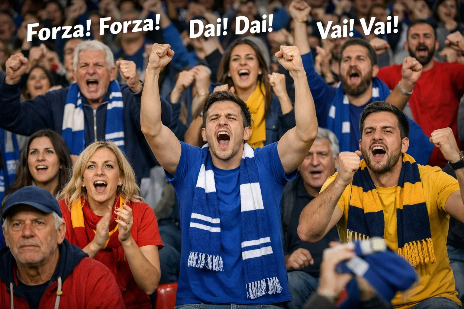 Tifosi sugli spalti di uno stadio italiano che seguono la partita del campionato cadetto